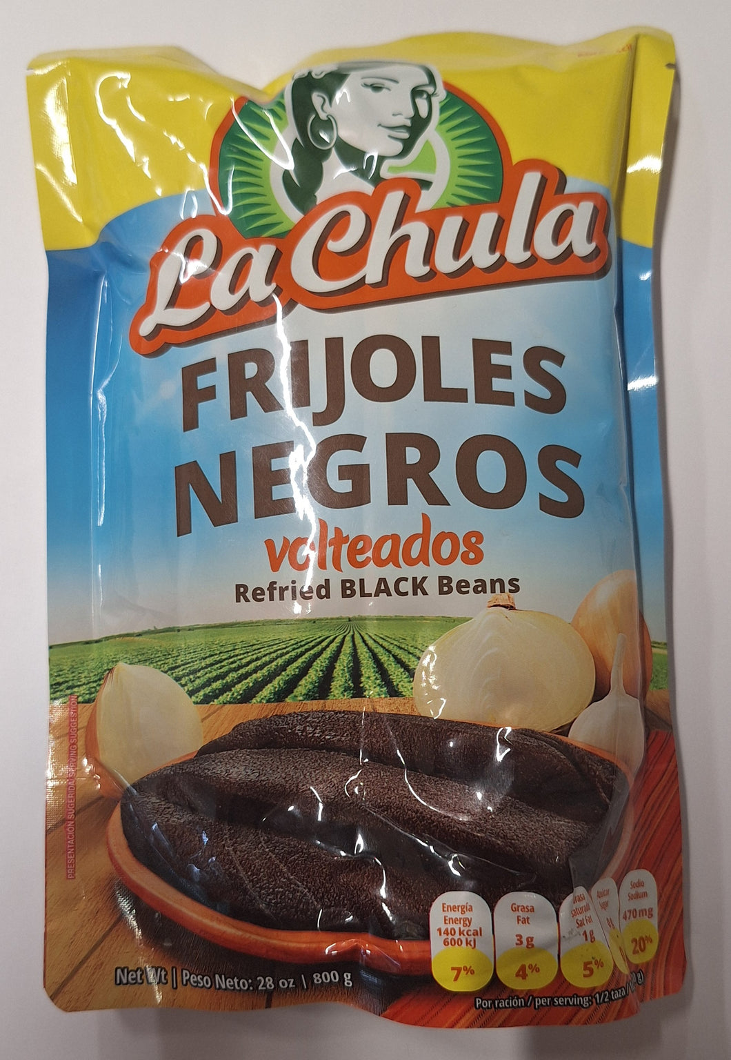 La Chula Refried Black Beans - Frijoles Negros Volteados 800g