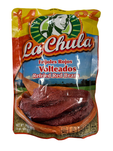 La Chula Refried Red Beans - Frijoles Rojos Volteados 400g