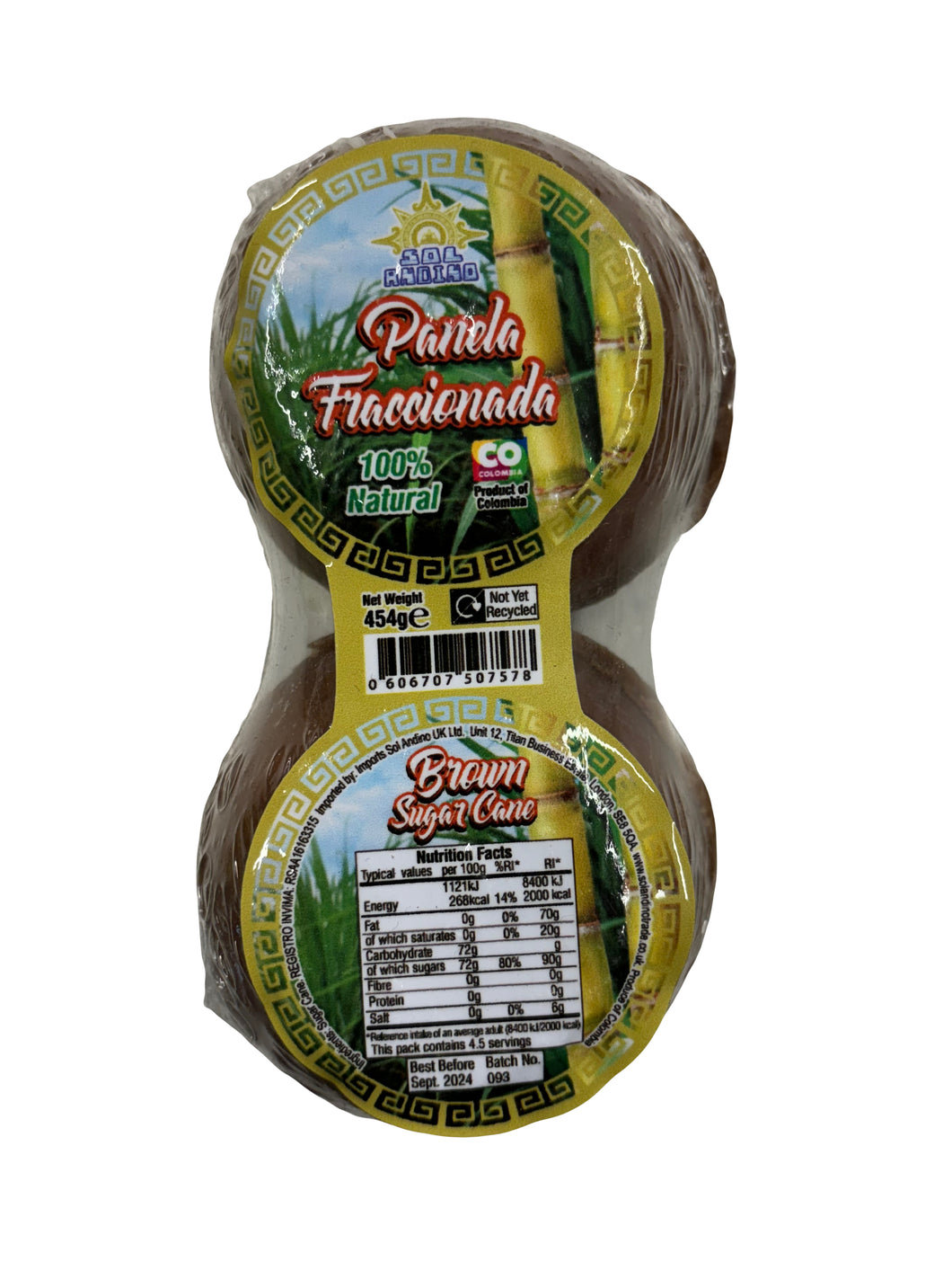 Sol Andino Brown Sugar Cane 4 Pieces - Panela 454g