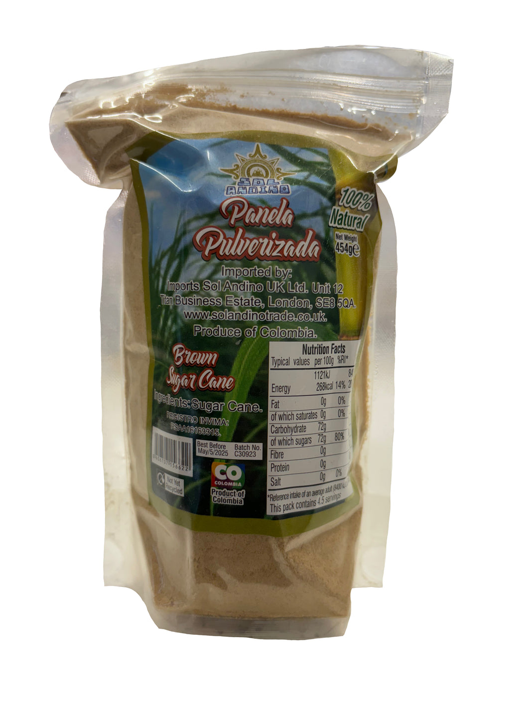 Sol Andino Grounded Sugar Cane - Panela Pulverizado 454g