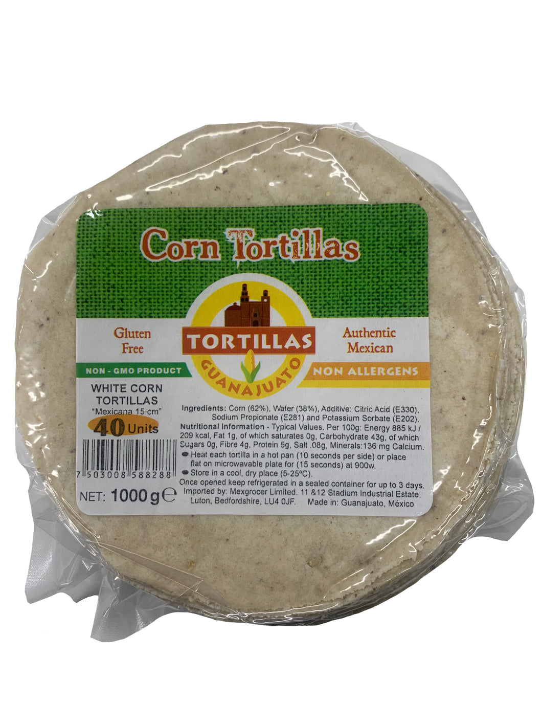 Gluten Free Mexican White Corn Tortillas 15cm - 10x1kg