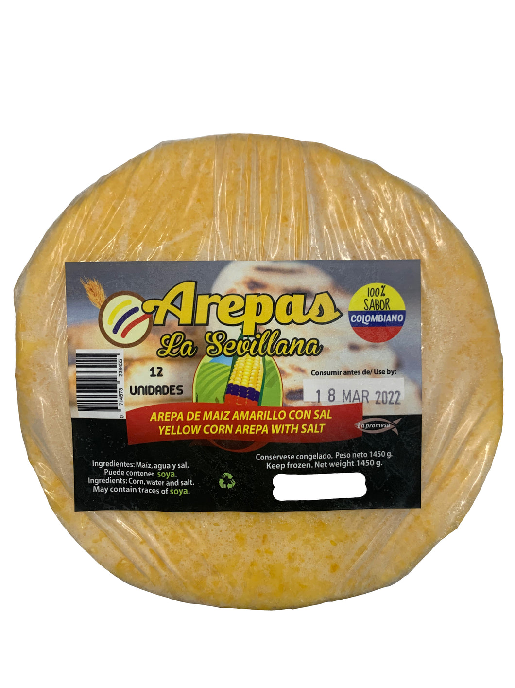 [FROZEN] La Sevillana Yellow Maize Arepas with Salt/Arepas de Maize Amarillo Con Sal