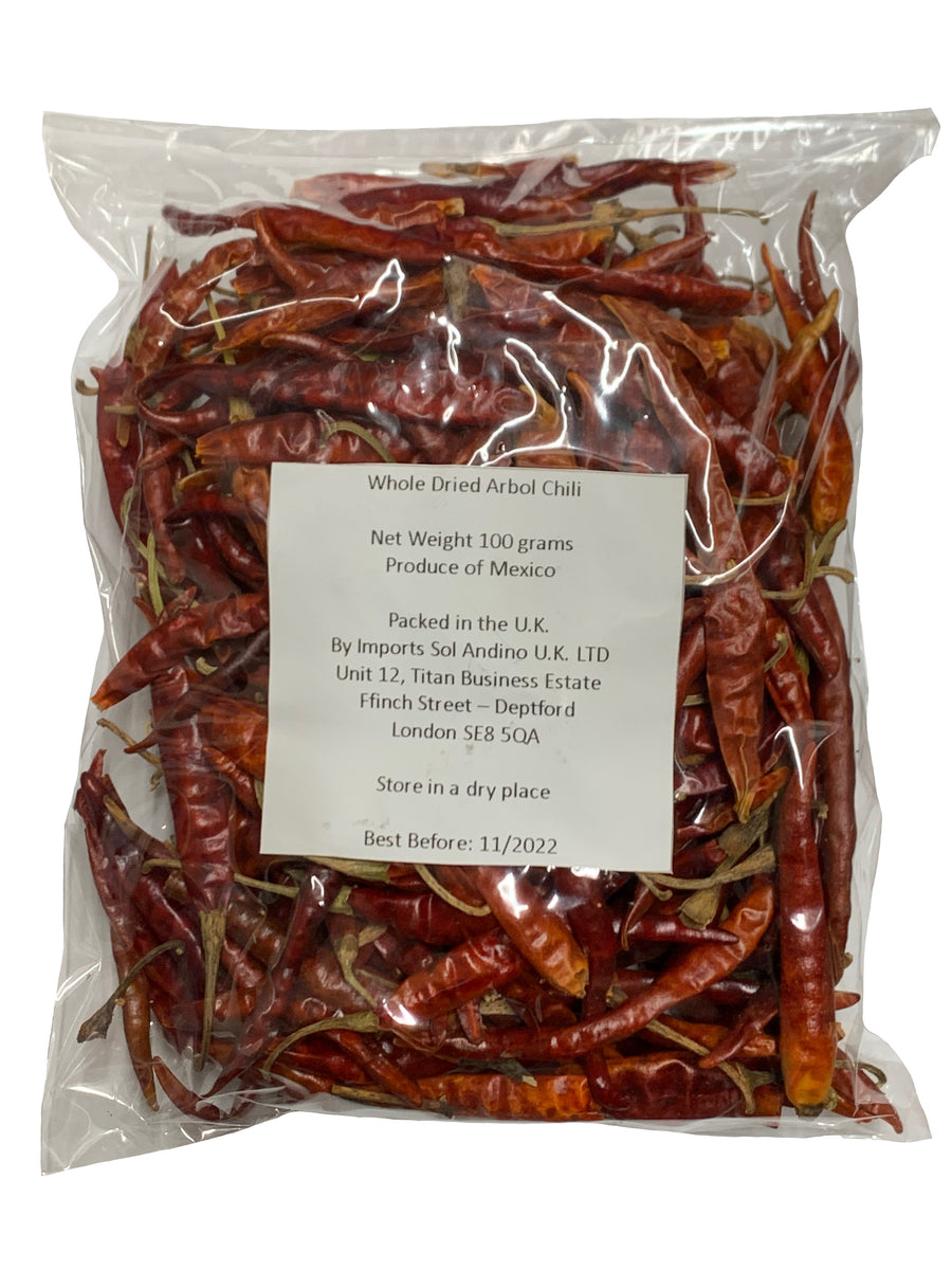 La Favorita Whole Dried Arbol Chilli 100g Sol Andino Services Uk Ltd
